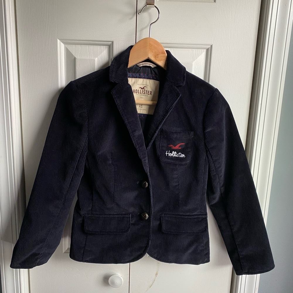 Hollister Womens Black Corduroy Fashion Blazer Jacket Size XS Academia Preppy
